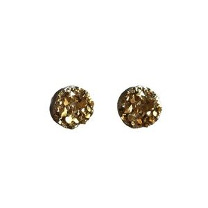 8mm Gold Chunky Druzy Post Back Stud Earrings!